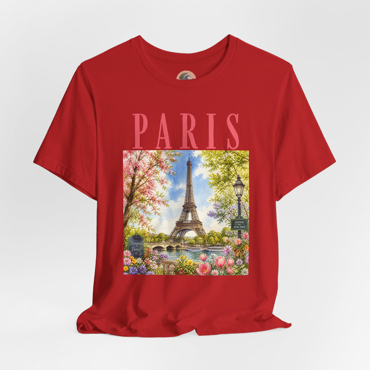 Paris Floral Eiffel Tower Tee — Vintage Romantic France T-Shirt