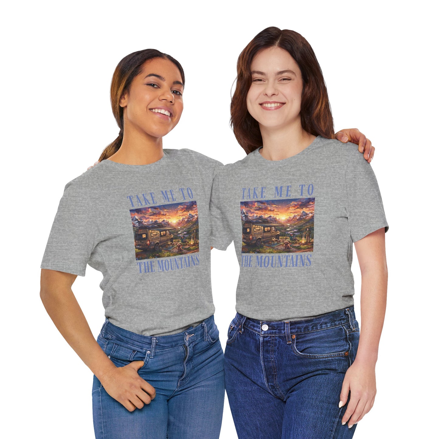 Take Me to the Mountains Sunset Tee — Scenic Cabin Sunset Graphic T-Shirt