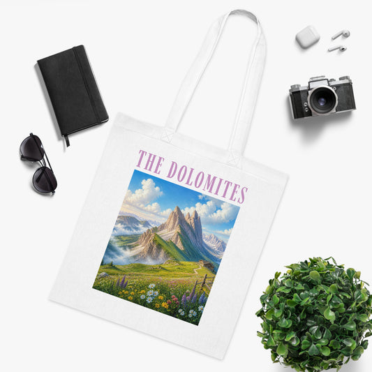 Dolomites Mountain Scenic Cotton Tote — The Dolomites Travel Tote Bag