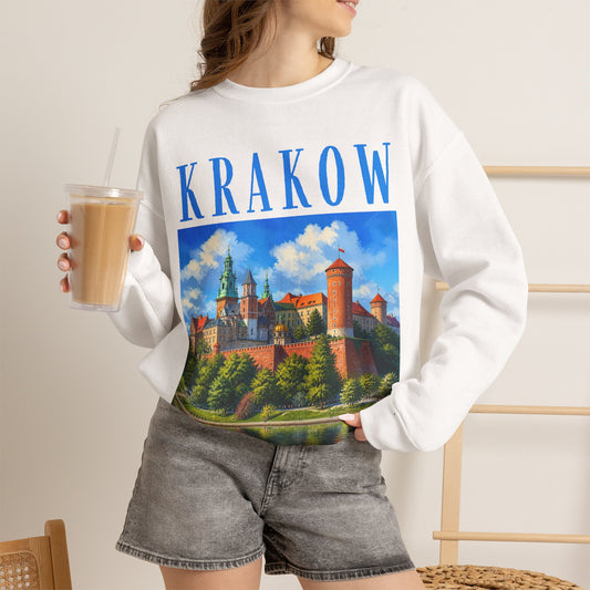 Krakow Castle Crewneck Sweatshirt — Vintage Polish Travel Graphic