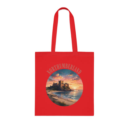 Northumberland Castle Sunset Tote Bag — Scenic Coastal Cotton Tote