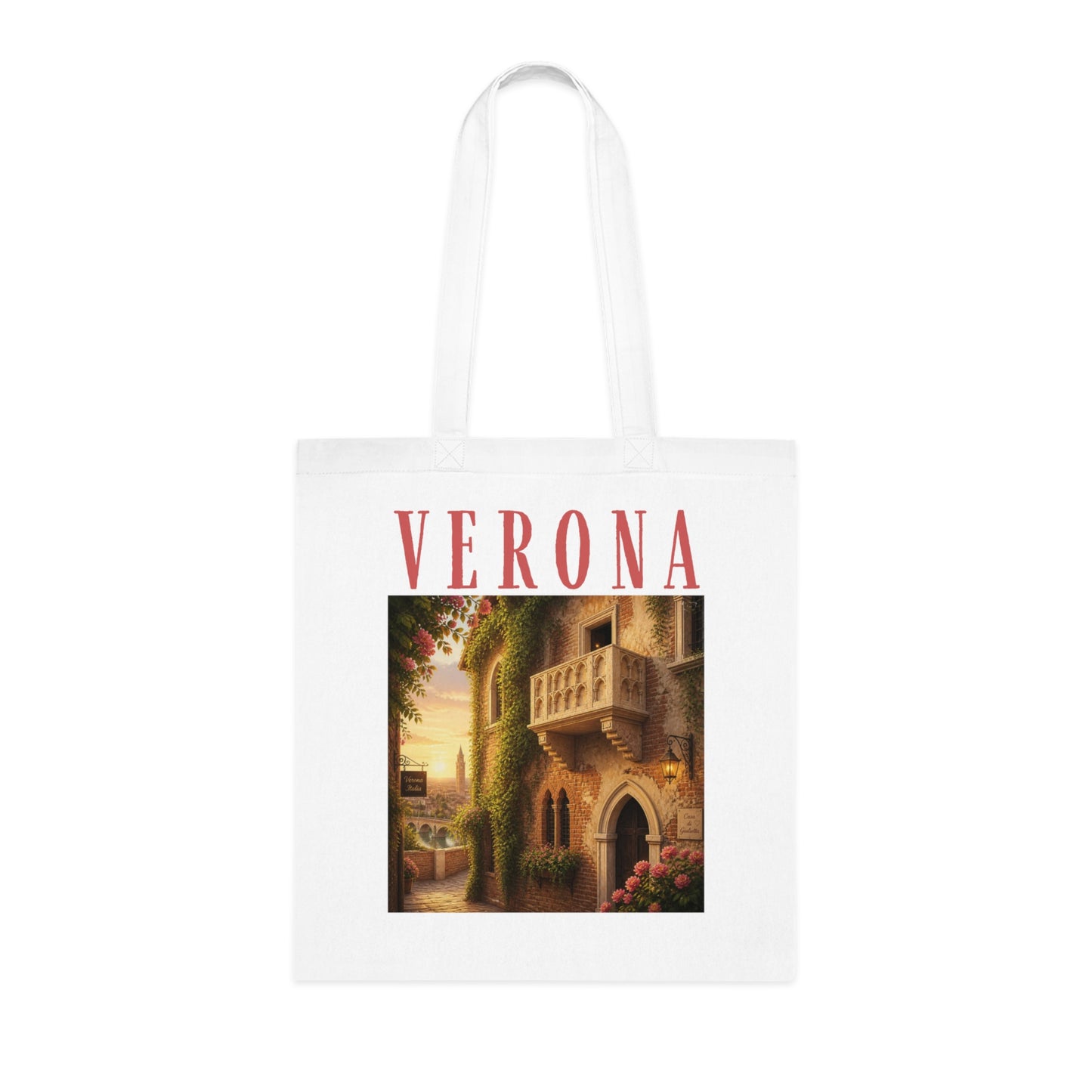 Verona Vintage Travel Tote Bag — Scenic Italian Villa Cotton Tote