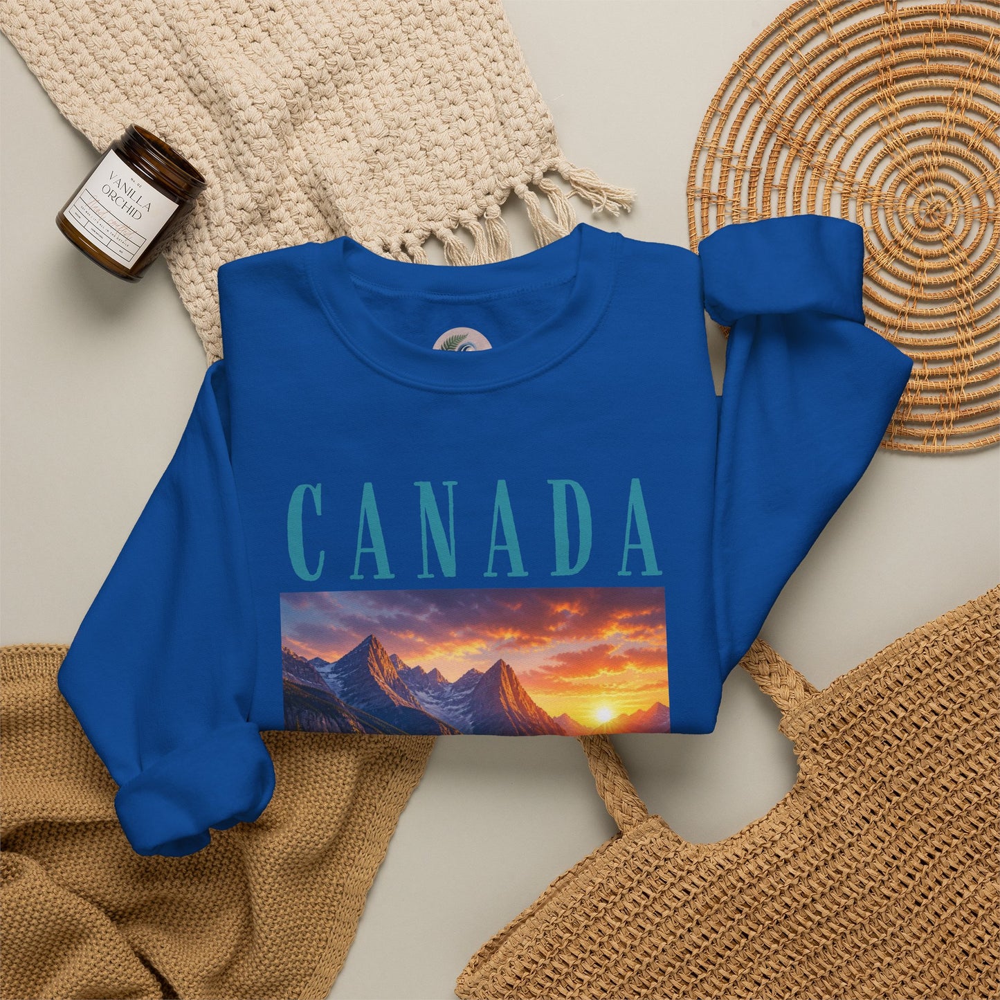 Canada Banff Scenic Crewneck Sweatshirt — Mountain Lake Sunset Graphic
