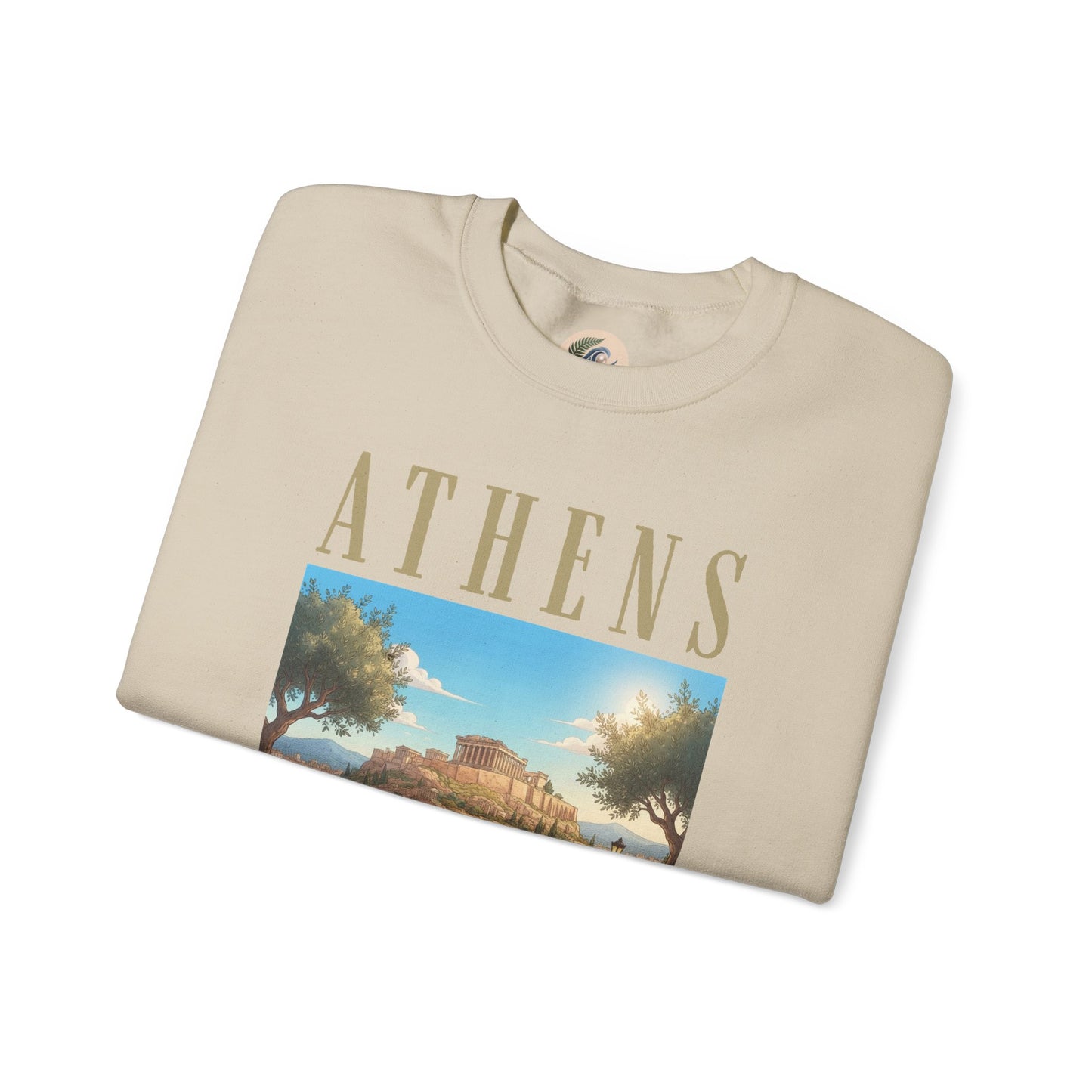 Athens Scenic Crewneck Sweatshirt — Vintage Greece Travel Pullover