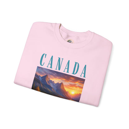 Canada Banff Scenic Crewneck Sweatshirt — Mountain Lake Sunset Graphic