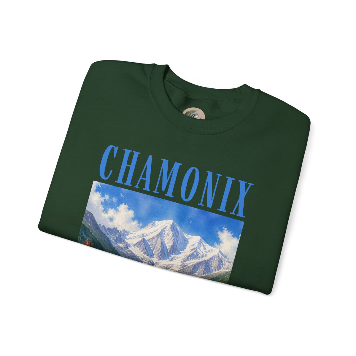 Chamonix Mountain Crewneck Sweatshirt — Alpine Scenic Graphic