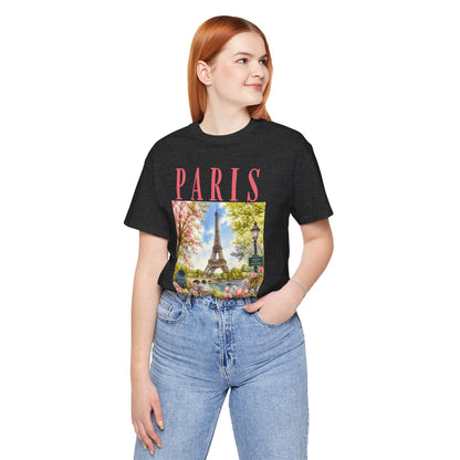 Paris Floral Eiffel Tower Tee — Vintage Romantic France T-Shirt