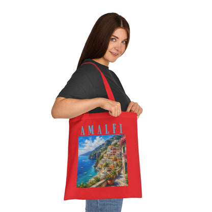 Amalfi Coast Cotton Tote Bag — Scenic Italy Travel Beach Market Tote