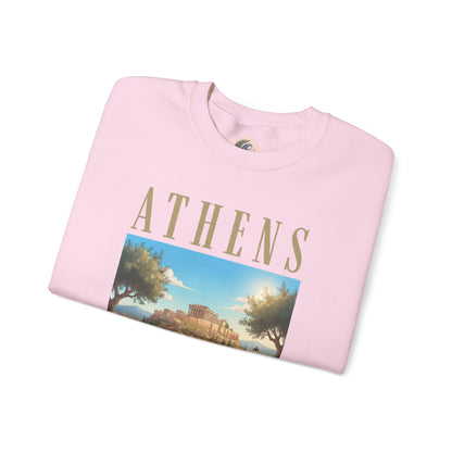 Athens Scenic Crewneck Sweatshirt — Vintage Greece Travel Pullover