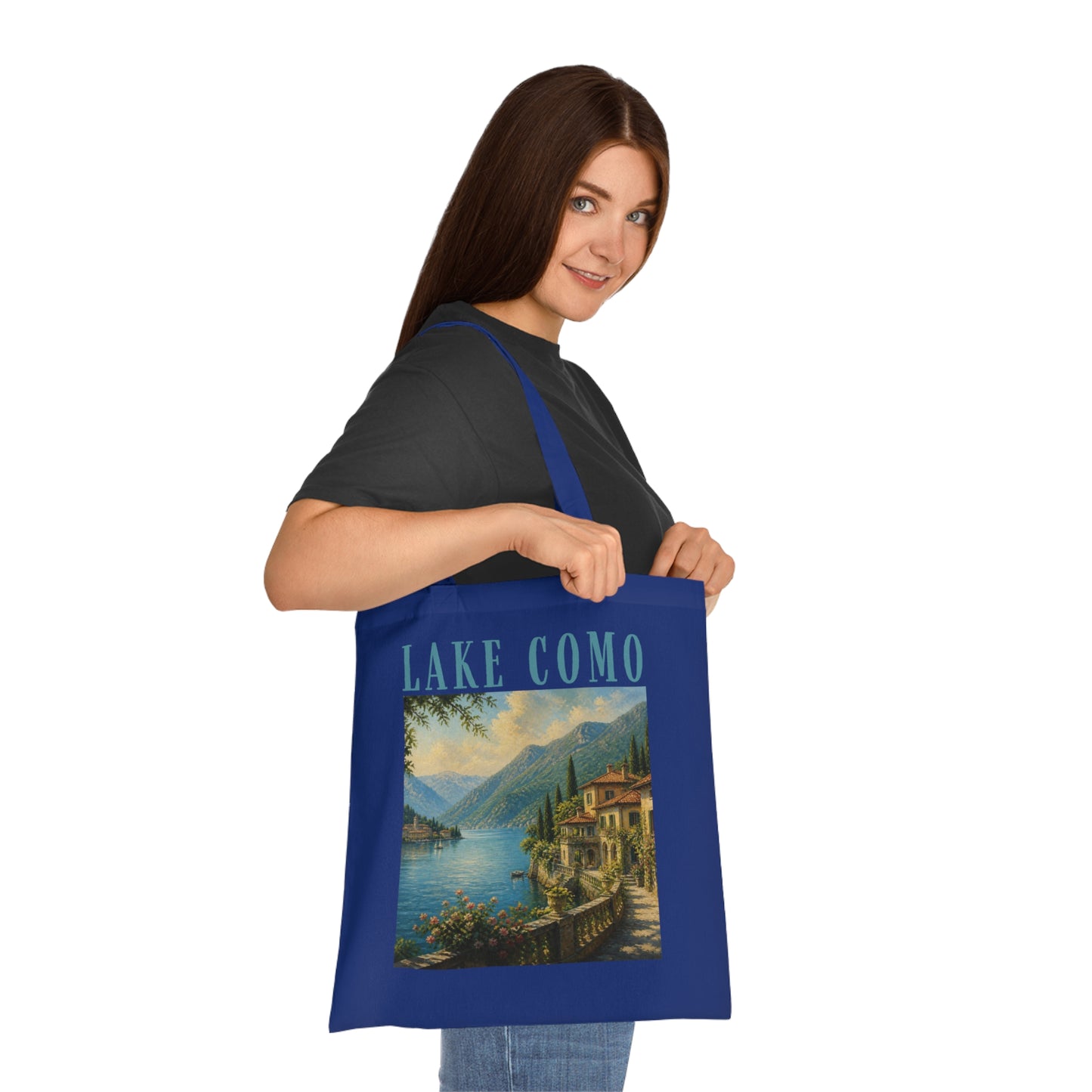 Lake Como Scenic Cotton Tote Bag – Vintage Travel Poster Design