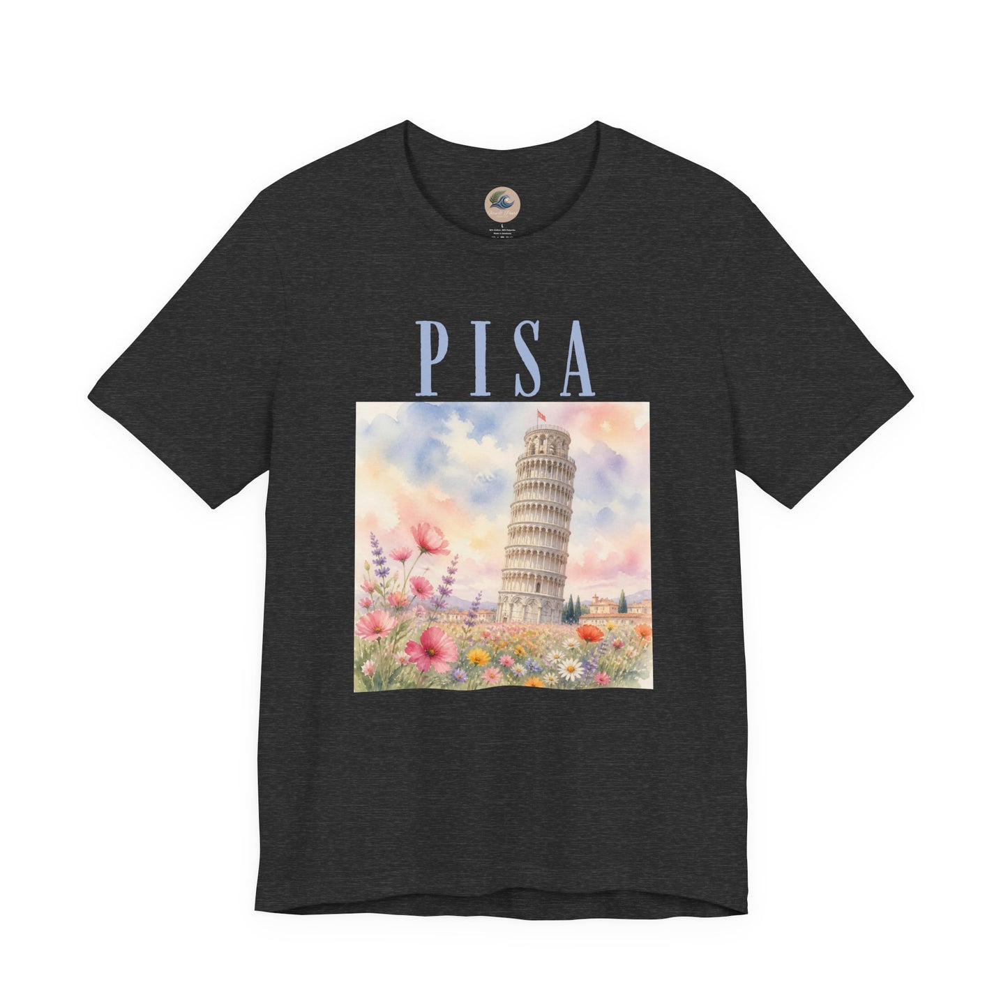 Pisa Floral Illustration T‑Shirt — Leaning Tower Travel Tee