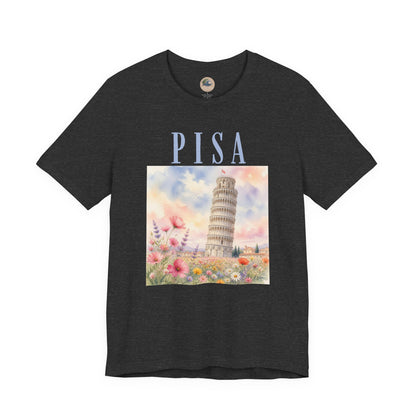Pisa Floral Illustration T‑Shirt — Leaning Tower Travel Tee
