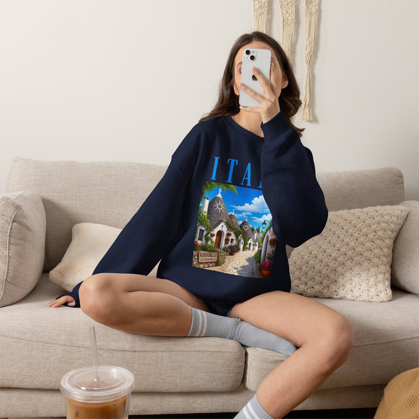 Italy Alberobello Scenic Sweatshirt — Trulli Village Travel Crewneck