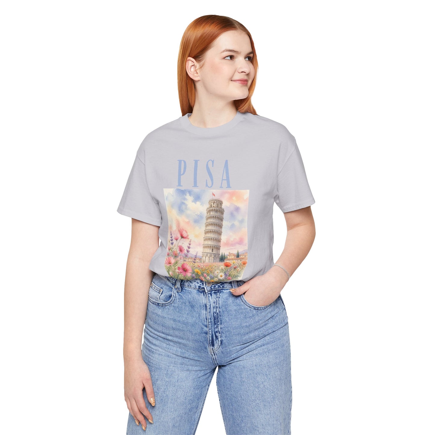 Pisa Floral Illustration T‑Shirt — Leaning Tower Travel Tee