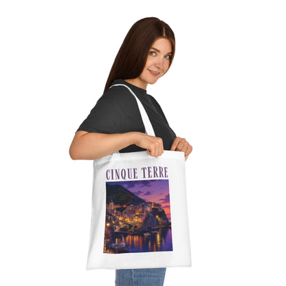 Cinque Terre Sunset Cotton Tote - Italian Coast Travel Beach Bag