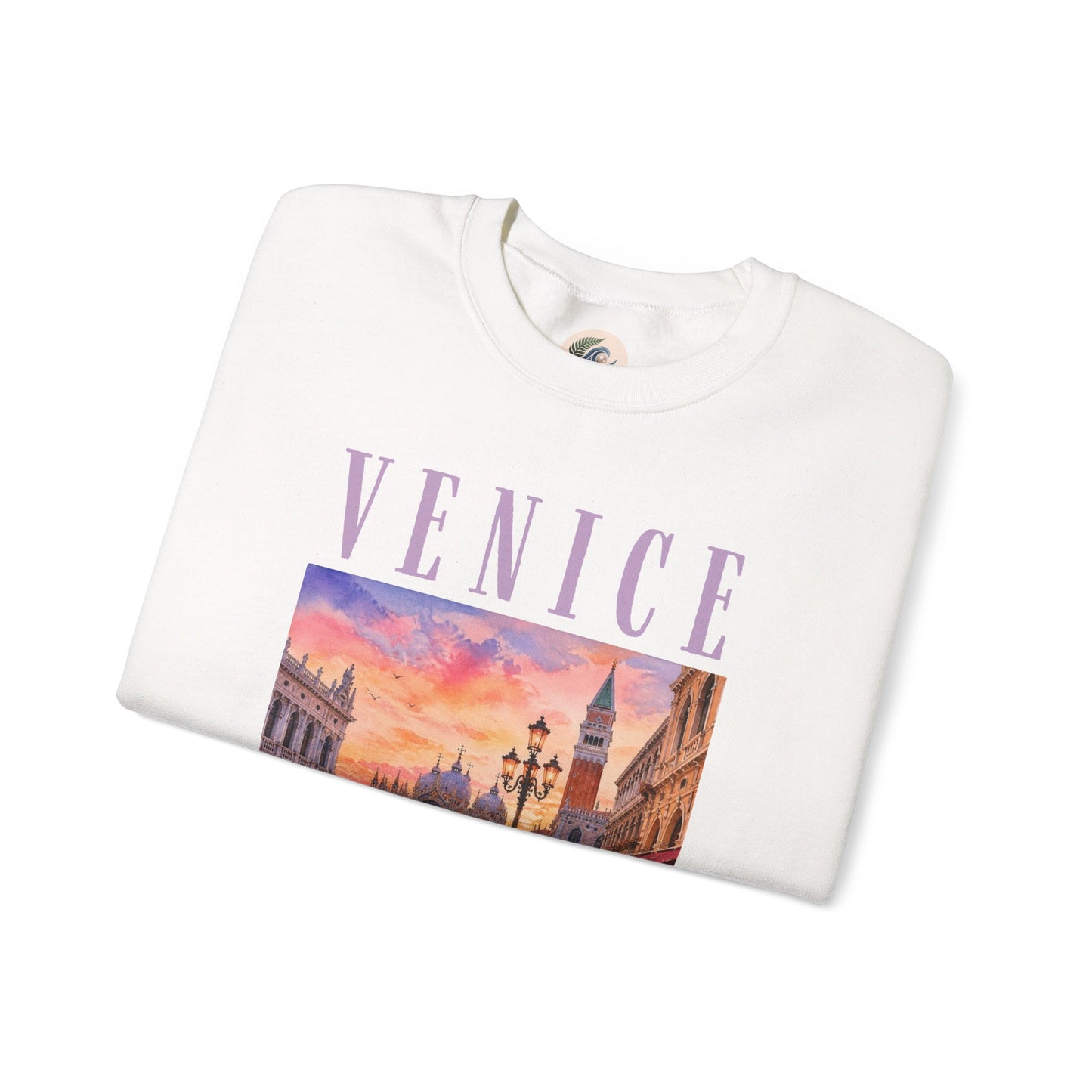 Venice Sunset Crewneck Sweatshirt — Vintage Canal Travel Graphic