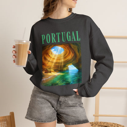 Portugal Benagil Cave Crewneck Sweatshirt — Coastal Travel Graphic Pullover