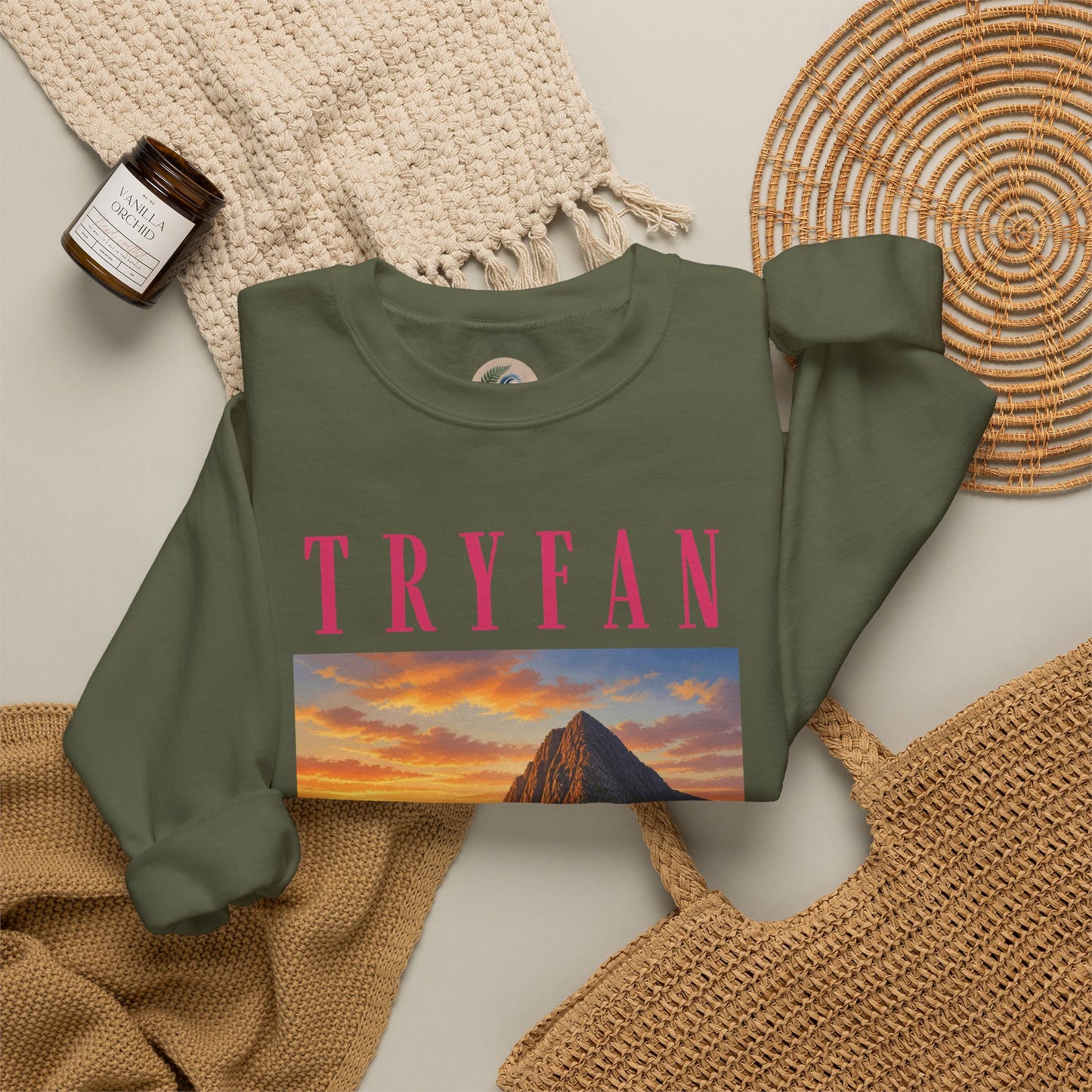 Tryfan Mountain Sweatshirt — Scenic Snowdonia Sunset Landscape Crewneck