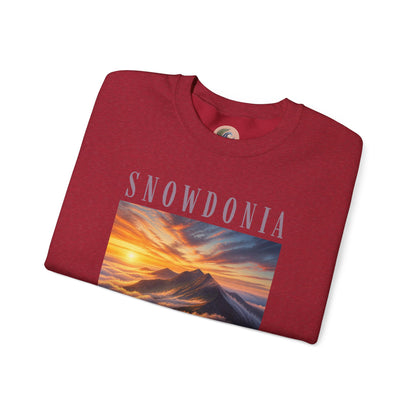 Snowdonia Sunset Crewneck Sweatshirt — Scenic Mountain Graphic