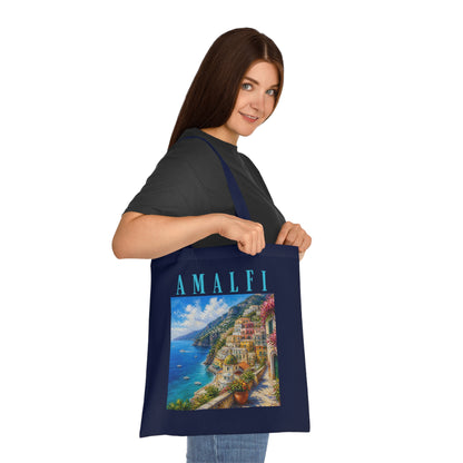 Amalfi Coast Cotton Tote Bag — Scenic Italy Travel Beach Market Tote