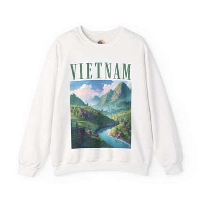 Vietnam Scenic Sweatshirt — Vintage Mountain River Travel Crewneck