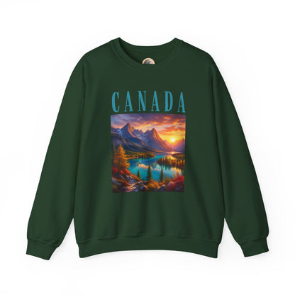 Canada Banff Scenic Crewneck Sweatshirt — Mountain Lake Sunset Graphic