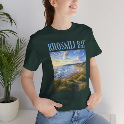 Rhossili Bay Scenic Tee — Coastal Landscape Graphic T-Shirt