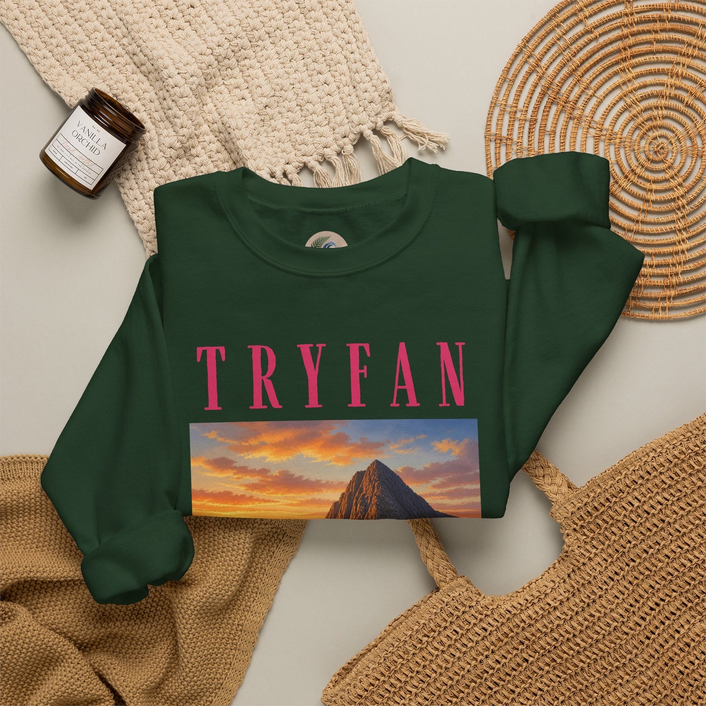 Tryfan Mountain Sweatshirt — Scenic Snowdonia Sunset Landscape Crewneck