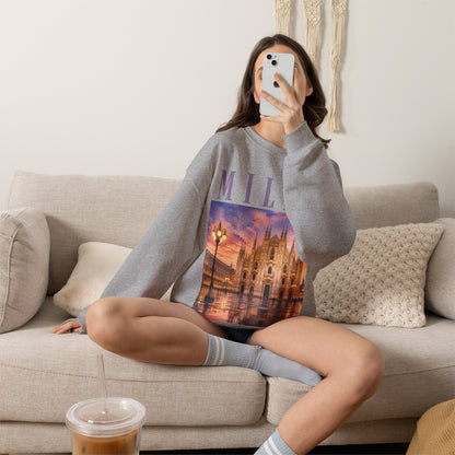 Milan Cathedral Crewneck Sweatshirt – Vintage Travel Cityscape