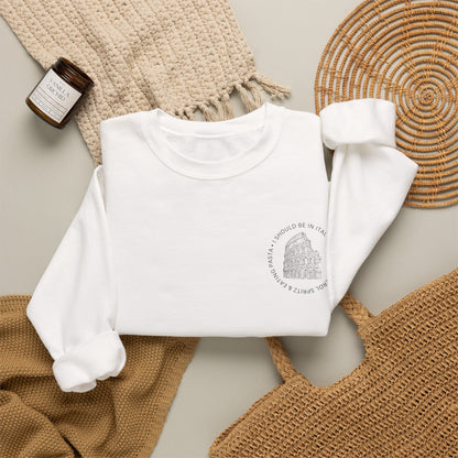 Cozy Italy Crewneck Sweatshirt with Small Chest Badge Design
