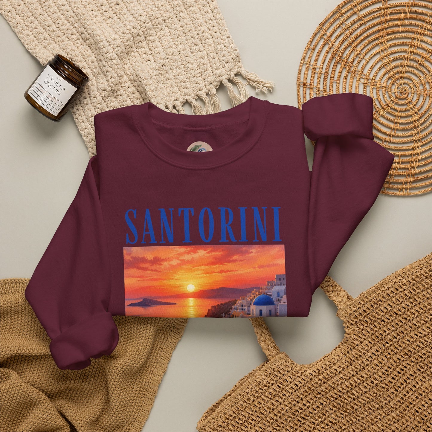 Santorini Sunset Sweatshirt — Greek Island Travel Crewneck