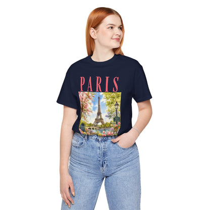 Paris Floral Eiffel Tower Tee — Vintage Romantic France T-Shirt