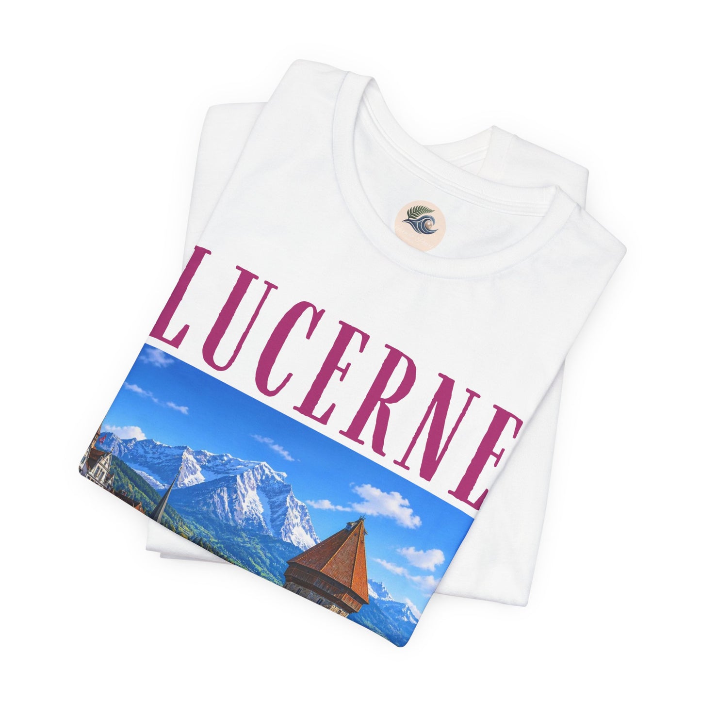 Lucerne Scenic Tee — Vintage Chapel Bridge Switzerland Travel T‑Shirt