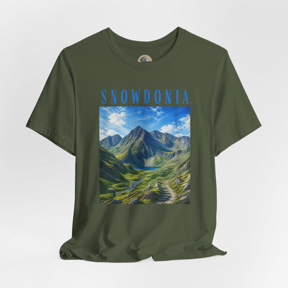 Glyderau Landscape T‑Shirt – Scenic 'SNOWDONIA' Mountain Graphic Tee