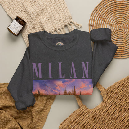 Milan Cathedral Crewneck Sweatshirt – Vintage Travel Cityscape