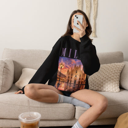 Milan Cathedral Crewneck Sweatshirt – Vintage Travel Cityscape
