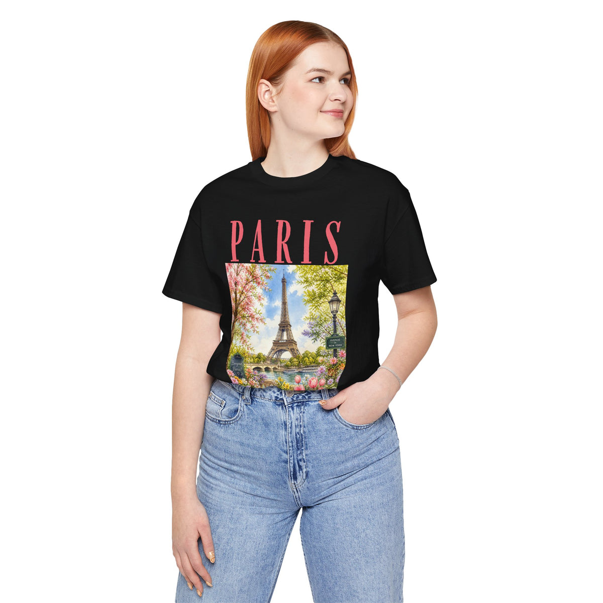 Paris Floral Eiffel Tower Tee — Vintage Romantic France T-Shirt