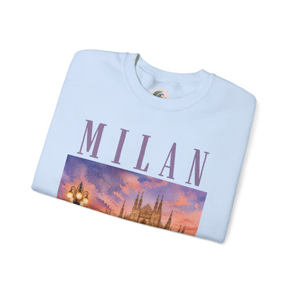 Milan Cathedral Crewneck Sweatshirt – Vintage Travel Cityscape
