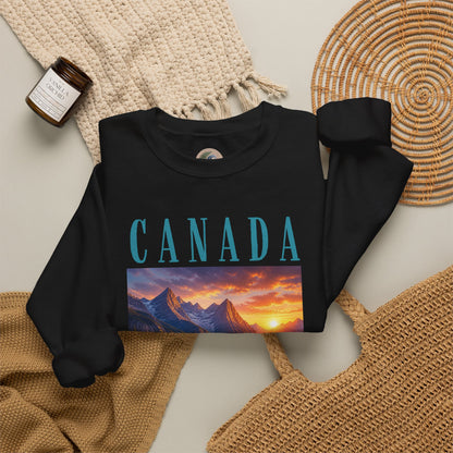 Canada Banff Scenic Crewneck Sweatshirt — Mountain Lake Sunset Graphic