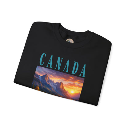 Canada Banff Scenic Crewneck Sweatshirt — Mountain Lake Sunset Graphic