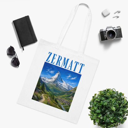 Zermatt Mountain Scenic Cotton Tote Bag