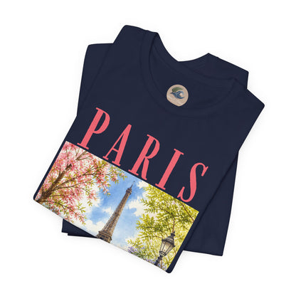 Paris Floral Eiffel Tower Tee — Vintage Romantic France T-Shirt