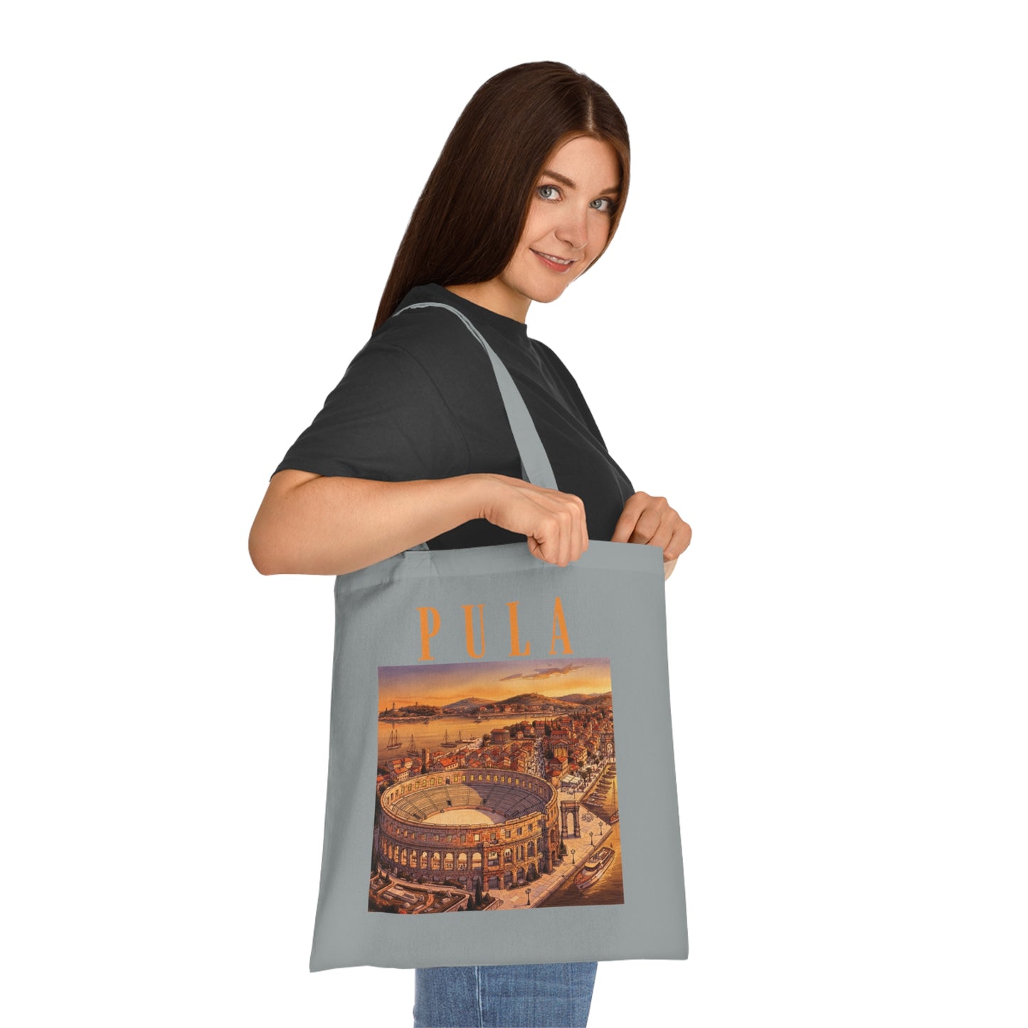 Pula Vintage Travel Tote - Retro Cityscape Cotton Bag