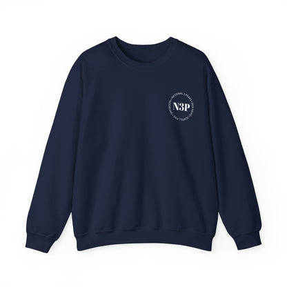 Minimal 'N3P' National 3 Peaks Logo Crewneck Sweatshirt – Small Chest Emblem, Casual Everyday Pullover