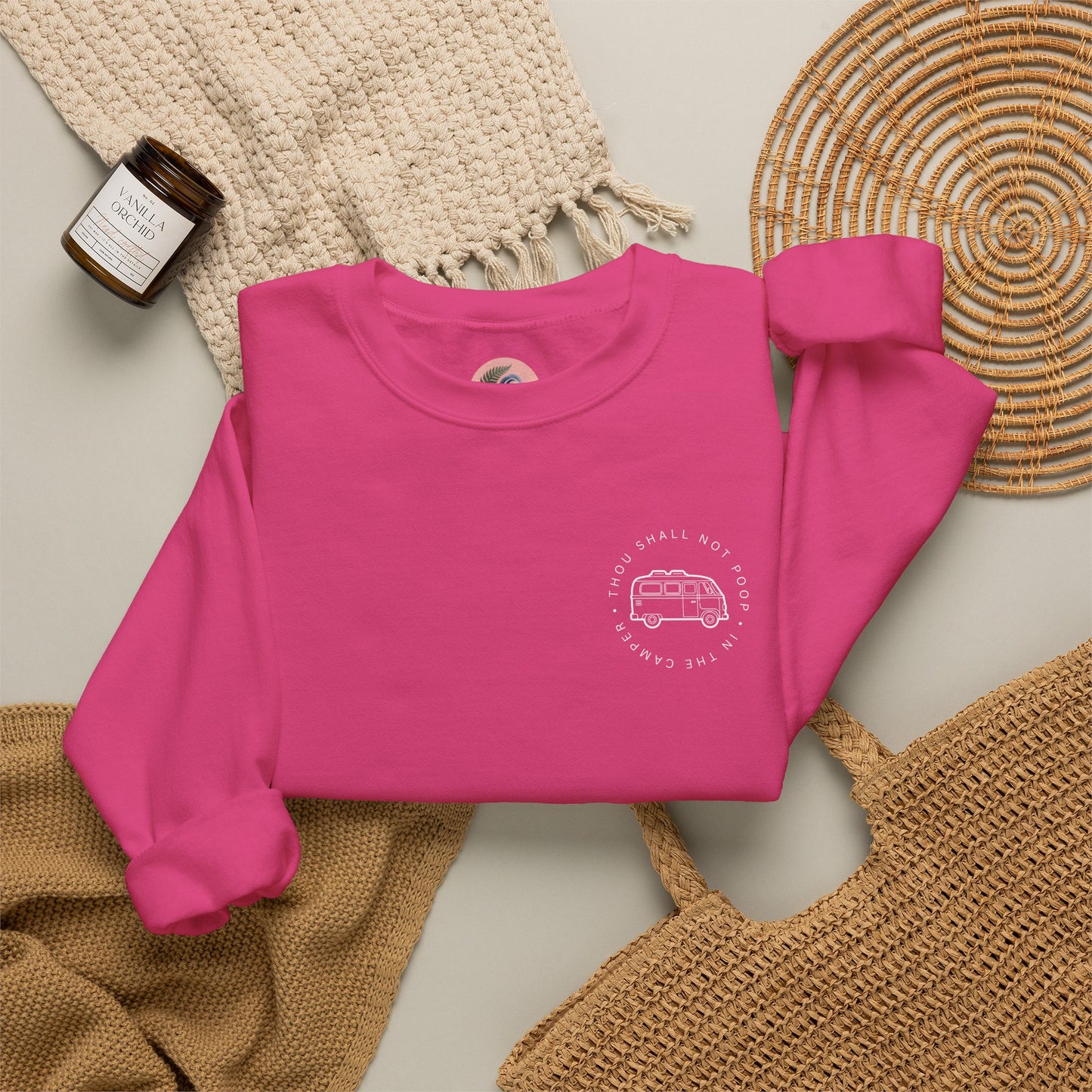 Cozy Camper Crewneck Sweatshirt — Van Life Humour Chest Graphic