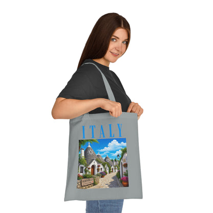Italy Alberobello Scenic Cotton Tote Bag — Italian Village Travel Souvenir Tote