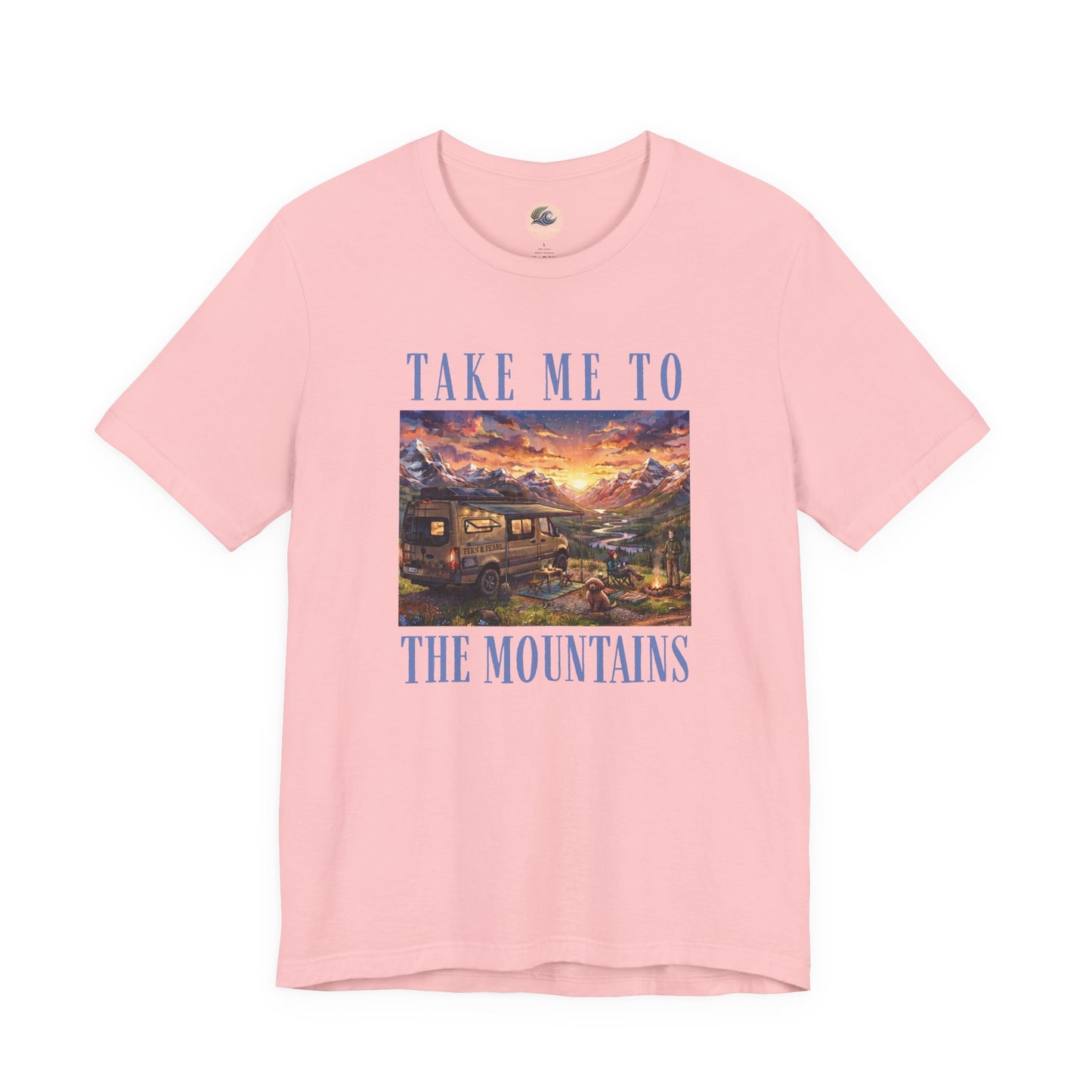 Take Me to the Mountains Sunset Tee — Scenic Cabin Sunset Graphic T-Shirt