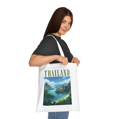 Thailand Scenic Cotton Tote Bag — Tropical Beach Travel Souvenir Tote