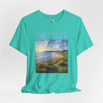 Rhossili Bay Scenic Tee — Coastal Landscape Graphic T-Shirt