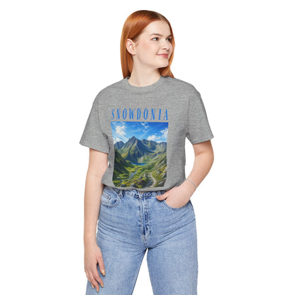 Glyderau Landscape T‑Shirt – Scenic 'SNOWDONIA' Mountain Graphic Tee
